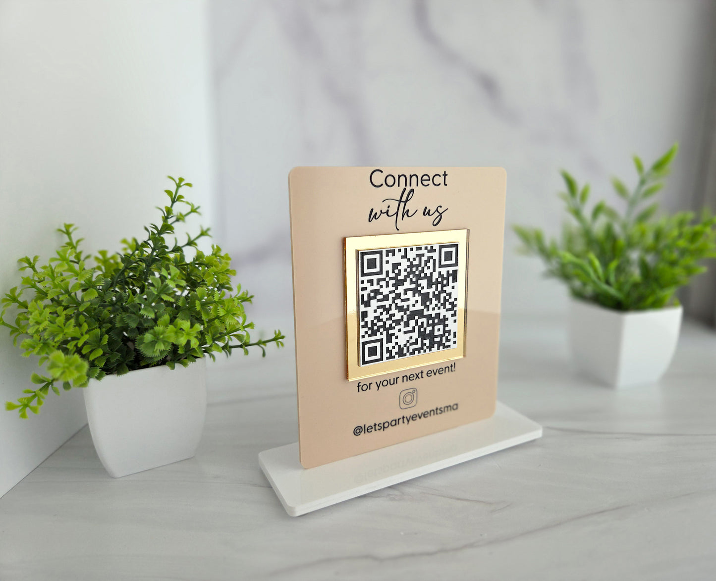 Custom QR Code Sign for Business | Acrylic Social Media Sign | Instagram QR Display | Connect With Us Sign | Event QR Code Stand