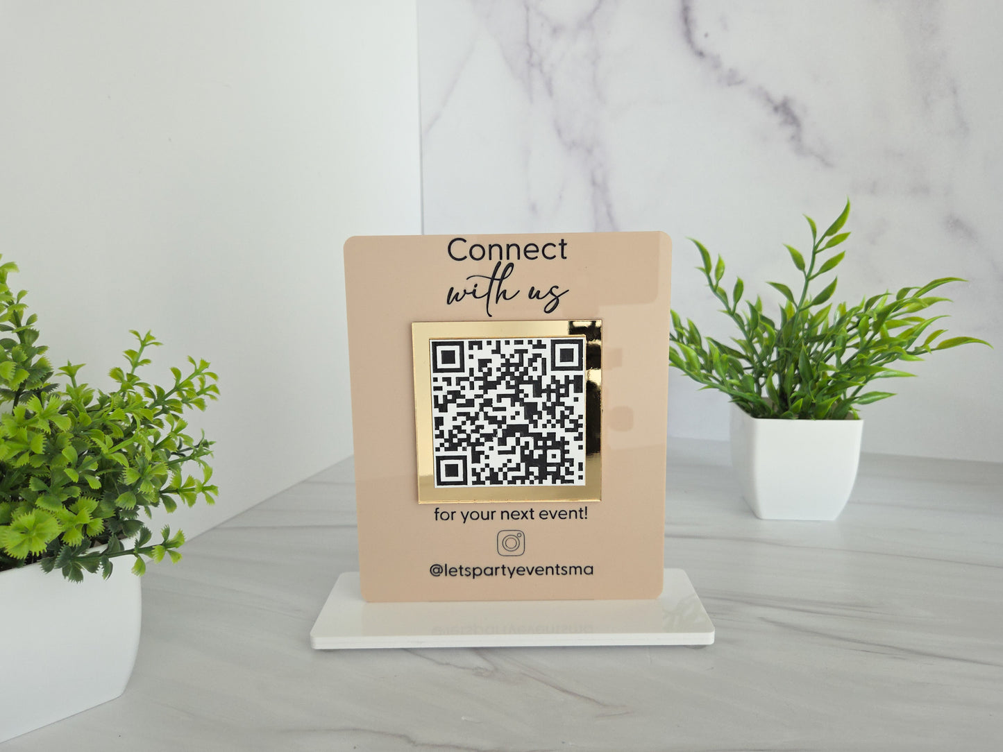 Custom QR Code Sign for Business | Acrylic Social Media Sign | Instagram QR Display | Connect With Us Sign | Event QR Code Stand