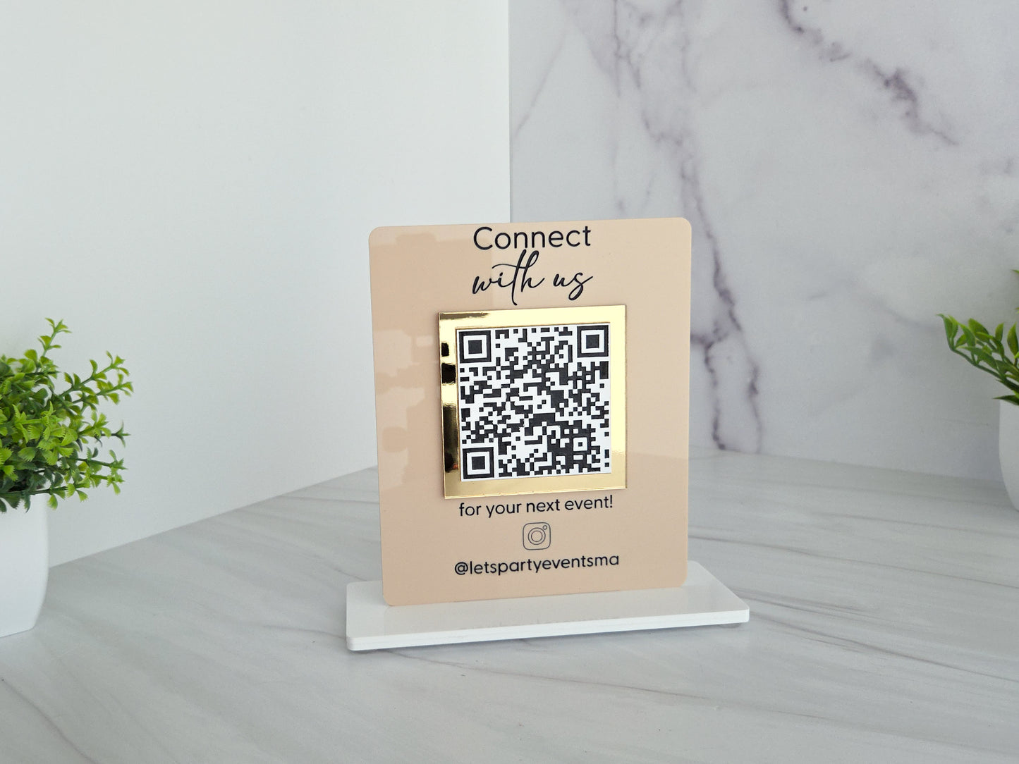 Custom QR Code Sign for Business | Acrylic Social Media Sign | Instagram QR Display | Connect With Us Sign | Event QR Code Stand