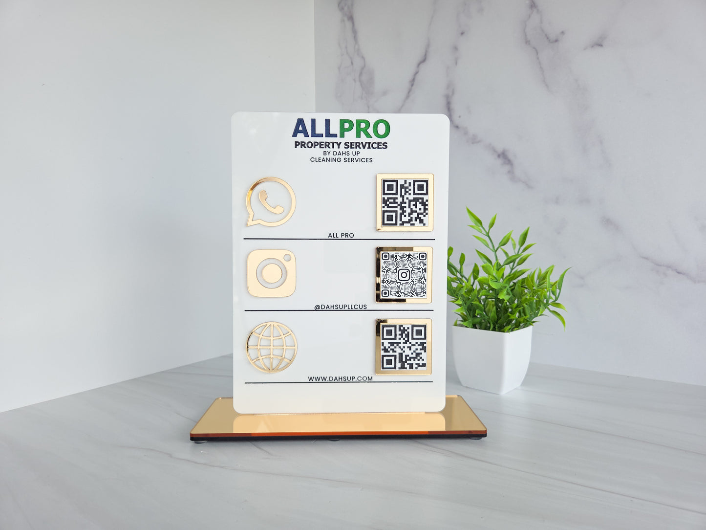 Custom QR Code Sign for Business | Acrylic Social Media Display | Multi QR Code Sign