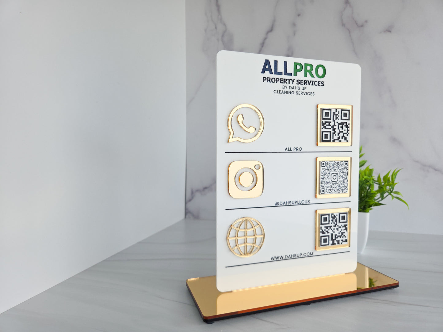 Custom QR Code Sign for Business | Acrylic Social Media Display | Multi QR Code Sign