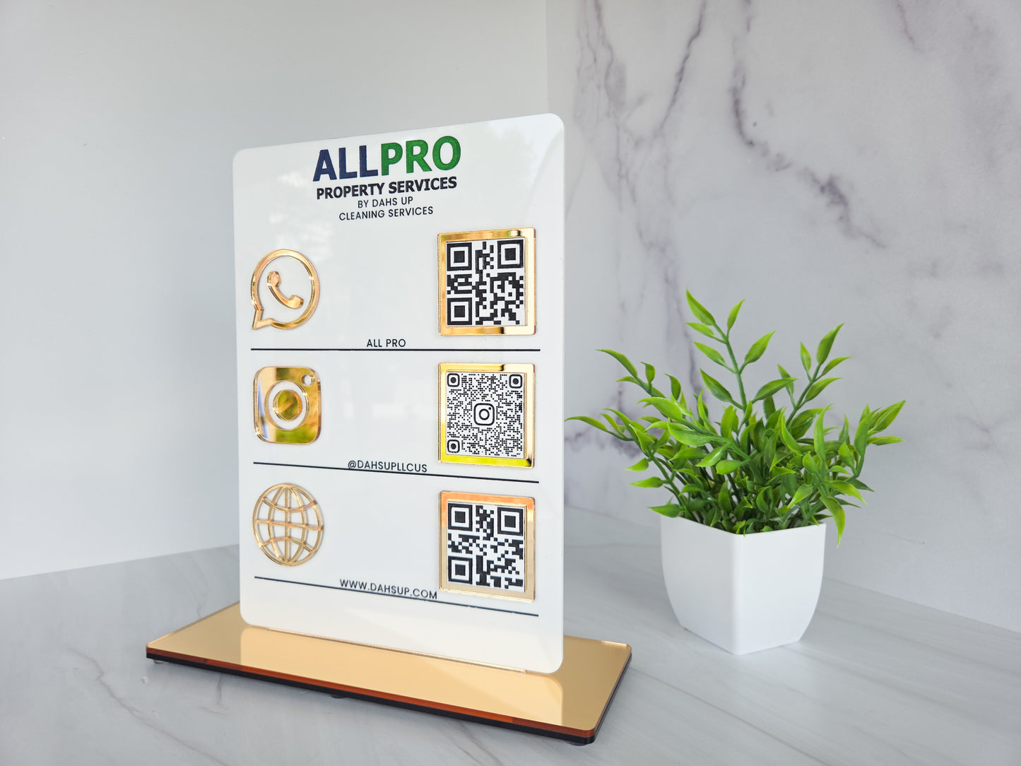 Custom QR Code Sign for Business | Acrylic Social Media Display | Multi QR Code Sign