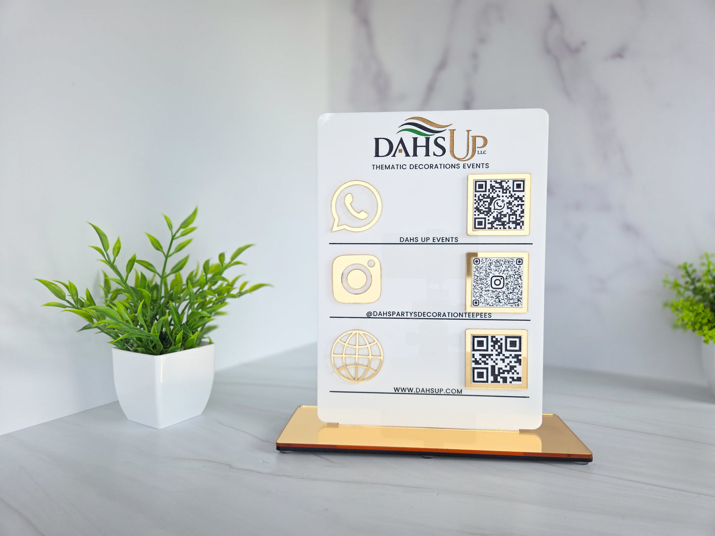 Custom QR Code Sign for Business | Acrylic Social Media Display | Multi QR Code Sign
