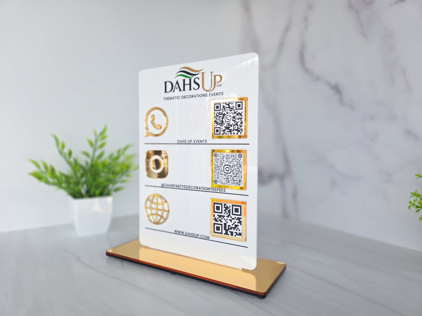 Custom QR Code Sign for Business | Acrylic Social Media Display | Multi QR Code Sign