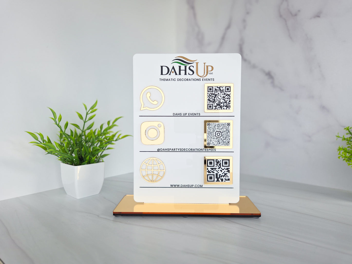 Custom QR Code Sign for Business | Acrylic Social Media Display | Multi QR Code Sign
