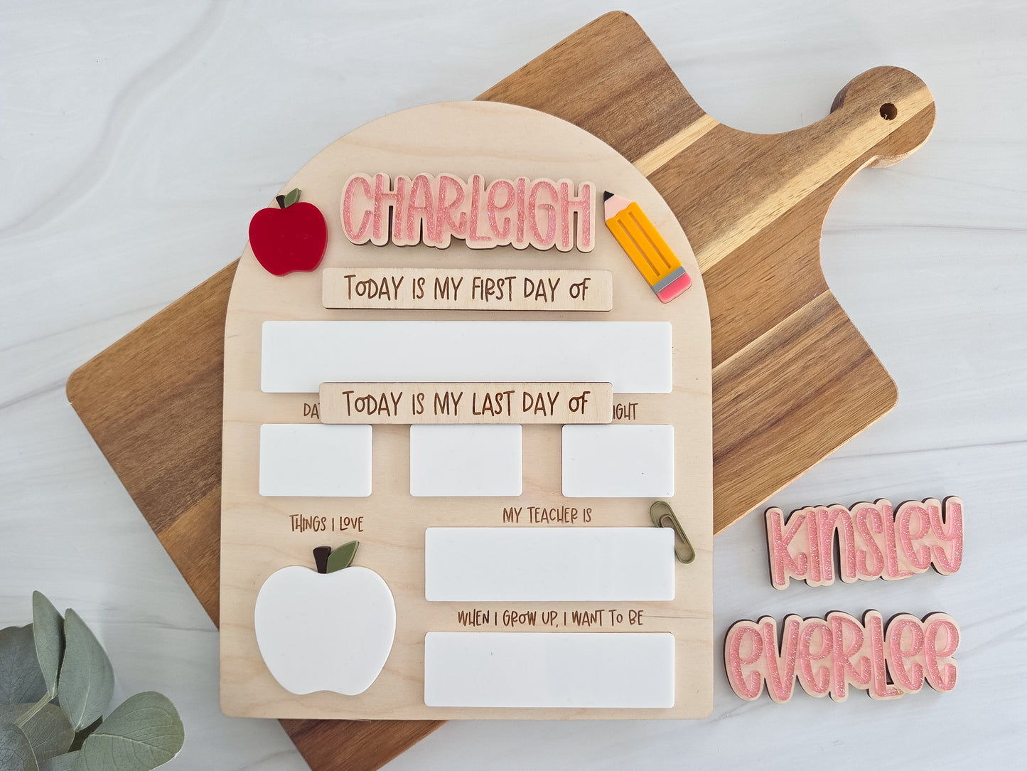 Personalized First & Last Day of School Board | Interchangeable Names | Reusable School Milestone Sign (Copy)