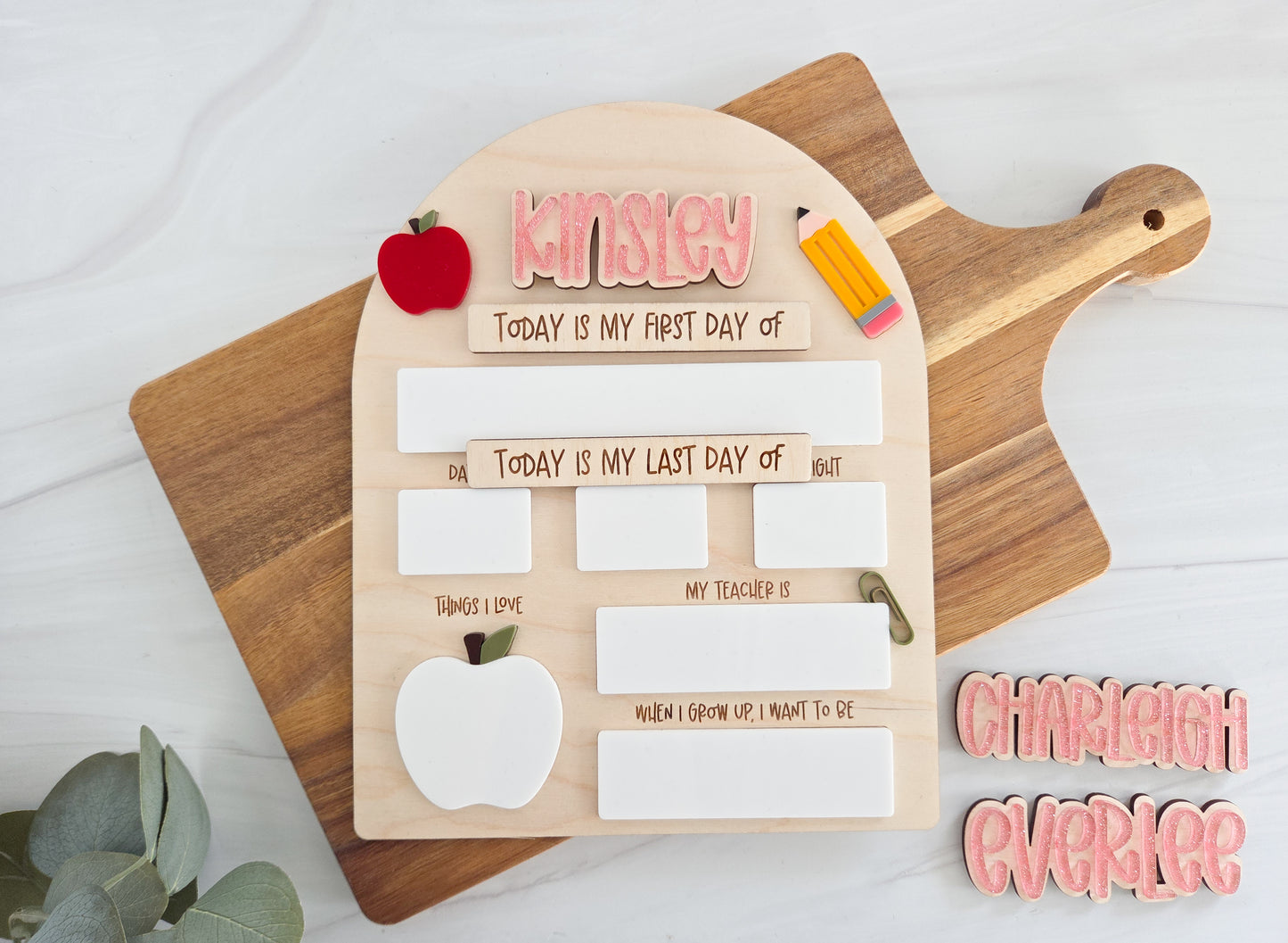 Personalized First & Last Day of School Board | Interchangeable Names | Reusable School Milestone Sign (Copy)