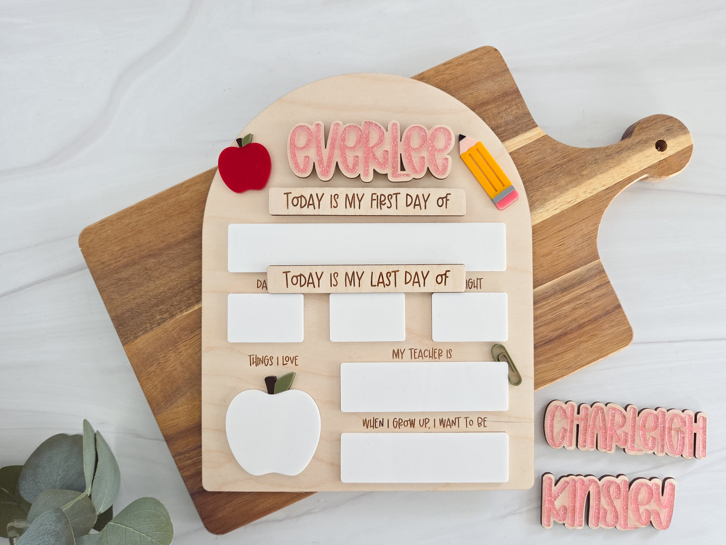 Personalized First & Last Day of School Board | Interchangeable Names | Reusable School Milestone Sign (Copy)
