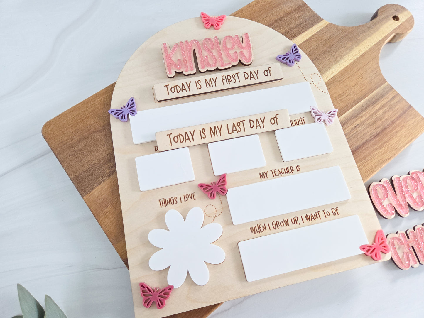 Personalized First & Last Day of School Board | Interchangeable Names | Reusable School Milestone Sign
