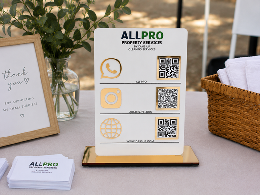 Custom QR Code Sign for Business | Acrylic Social Media Display | Multi QR Code Sign