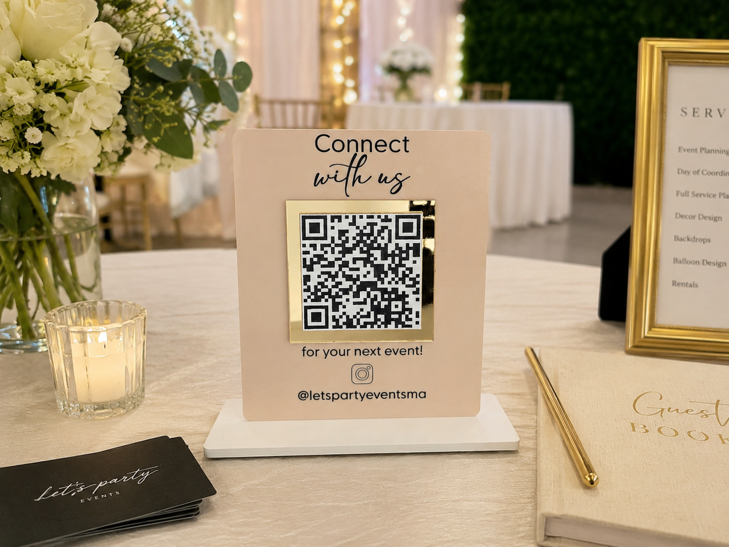 Custom QR Code Sign for Business | Acrylic Social Media Sign | Instagram QR Display | Connect With Us Sign | Event QR Code Stand