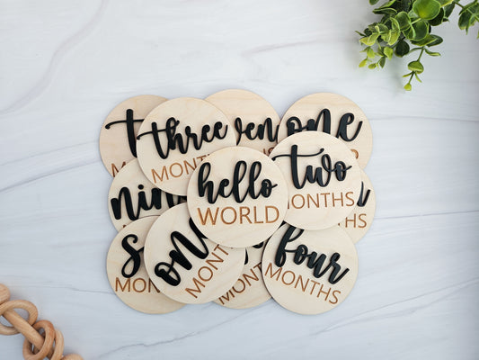 Wooden Milestone Markers for Babies