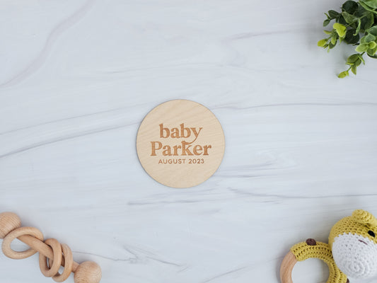 Custom Pregnancy Announcement Wood Disc