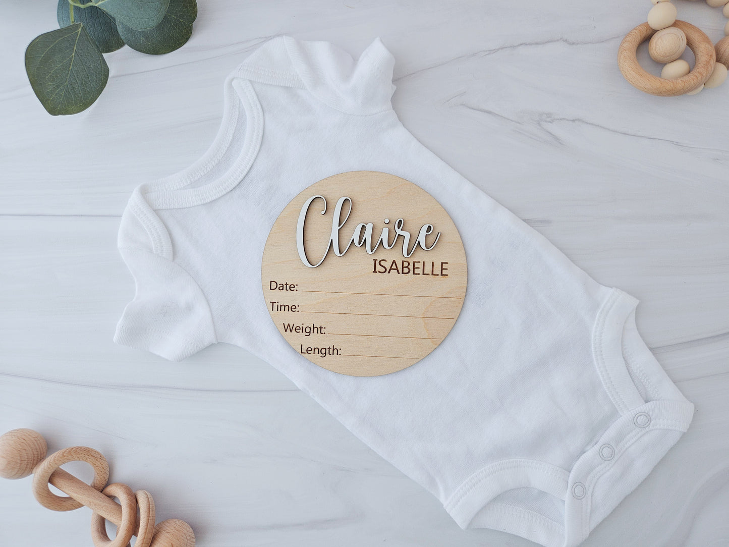 Personalized Wooden Baby Name Sign- 3D Engraved Birth Stats