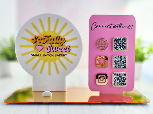 Custom Acrylic QR Code Sign with Business Logo – Personalized Colors