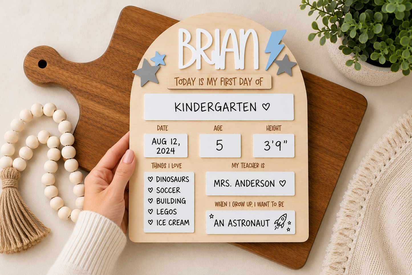 Personalized First & Last Day of School Board – Reusable School Milestone Sign