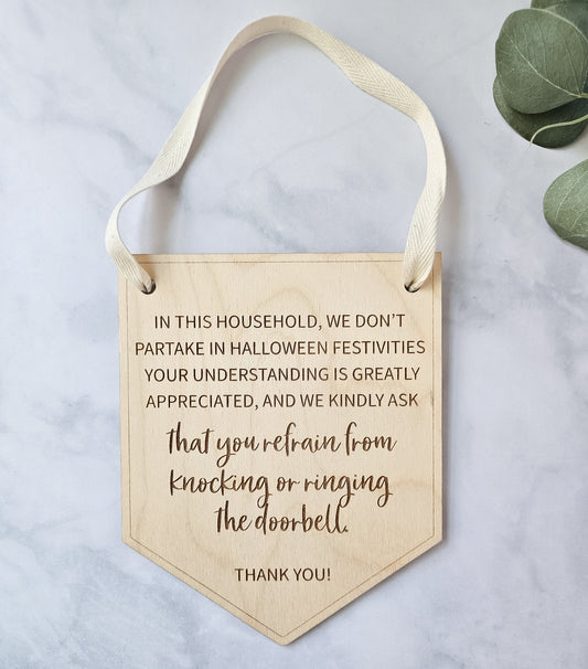 Custom Wood Door Sign, No Halloween Sign, Please Don't Disturb, No Knocking or Ring doorbell, Personalized Door Sign