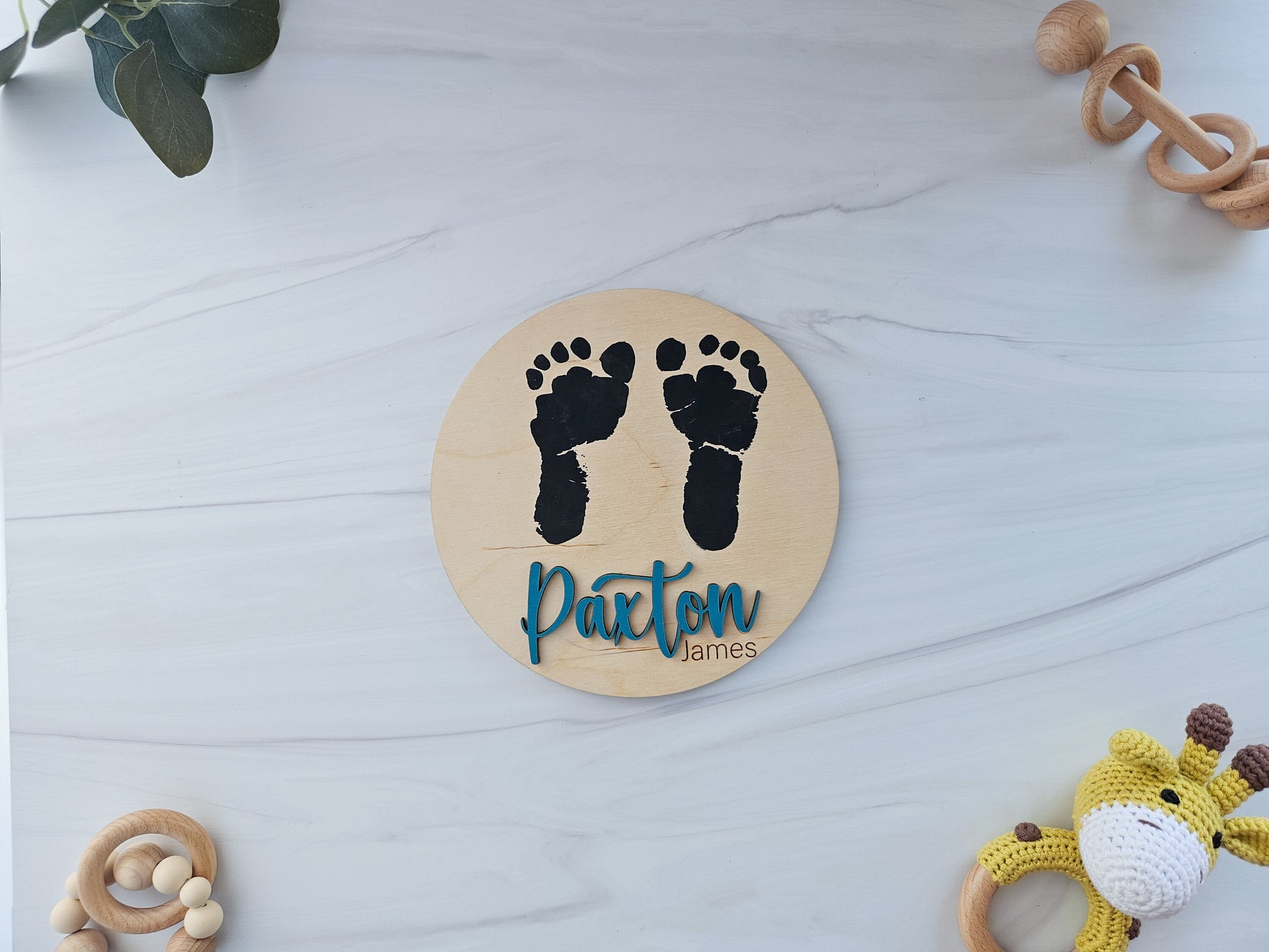 Personalized Baby Birth Announcement Sign for Hospital | Footprint Sign for Newborn | Gift for New Mom | Birth Stats Sign | Gift for Newborn