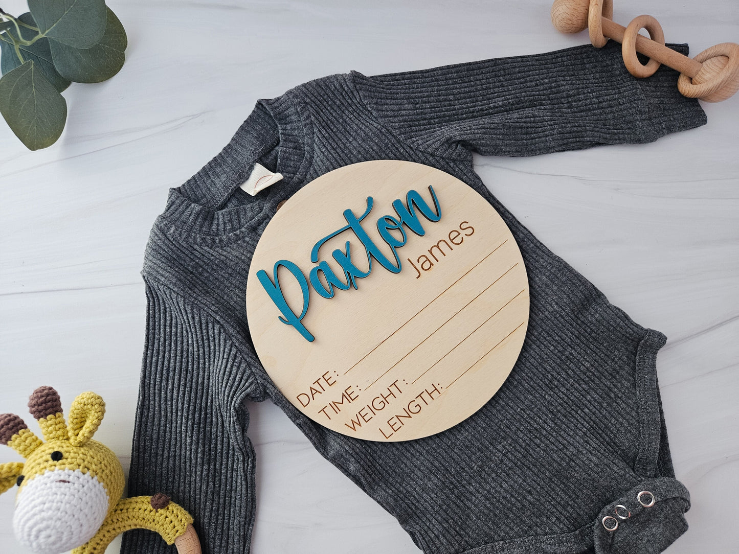 Personalized Baby Birth Announcement Sign for Hospital | Footprint Sign for Newborn | Gift for New Mom | Birth Stats Sign | Gift for Newborn