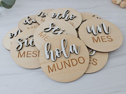 Monthly Milestone Markers in Spanish | Baby Milestone Cards | Gift for New Baby | Baby Hospital Sign | Monthly Milestone Baby