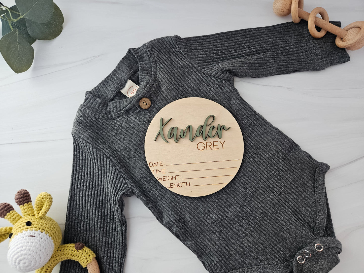Wooden Baby Announcement Sign | Baby Footprint Sign | Baby Birth Stats Sign | Personalized Baby Gifts | Baby Name Sign for Hospital