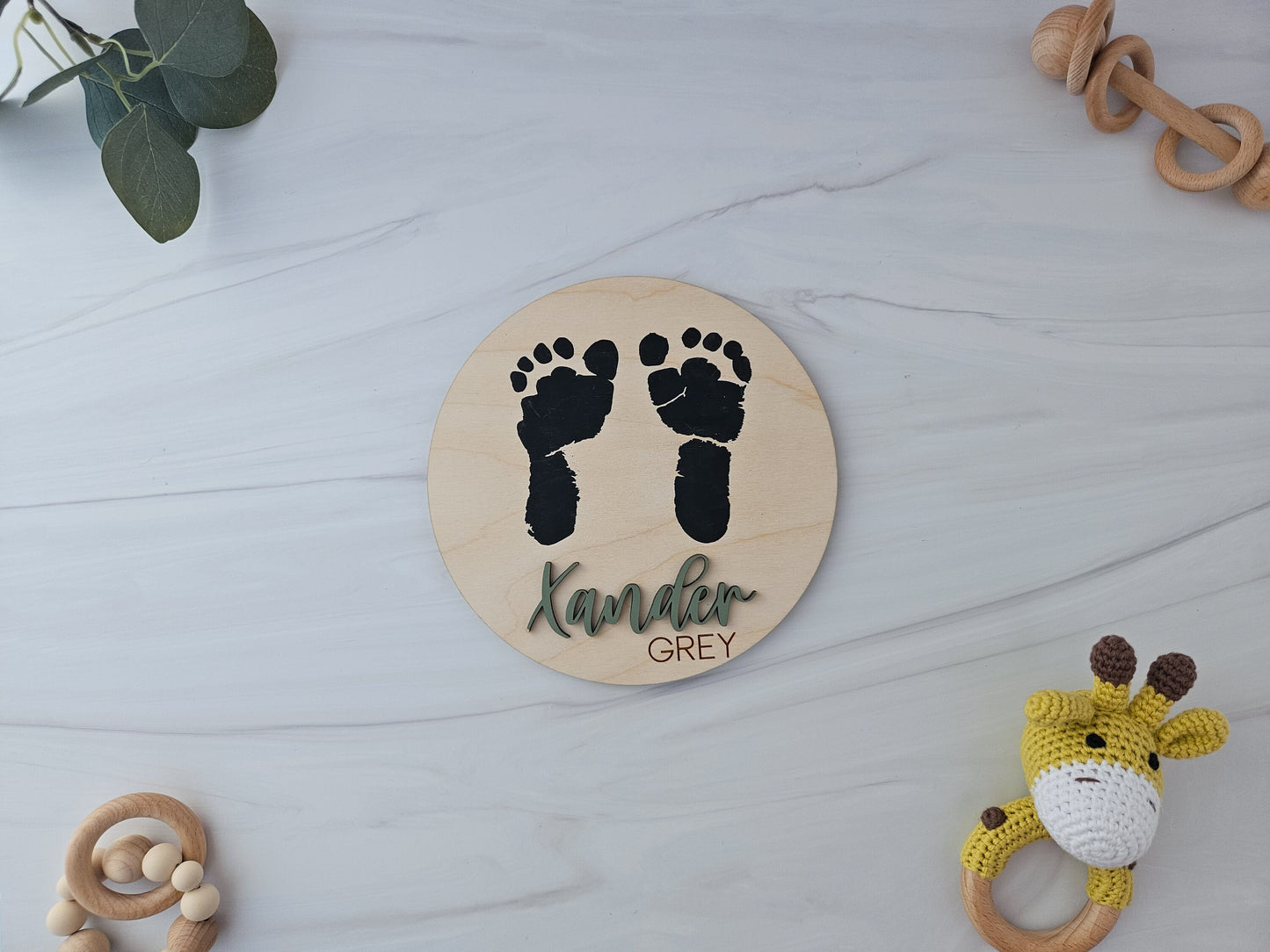 Wooden Baby Announcement Sign | Baby Footprint Sign | Baby Birth Stats Sign | Personalized Baby Gifts | Baby Name Sign for Hospital