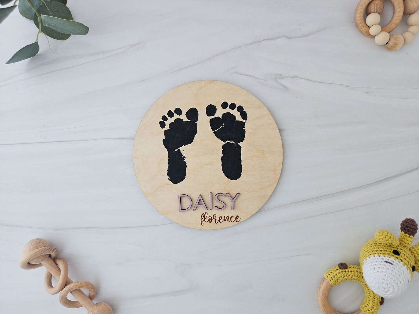 Wooden Baby Announcement Sign, Baby Footprint Sign, Baby Birth Stats Sign, Personalized Baby Gifts, Baby Name Sign for Hospital
