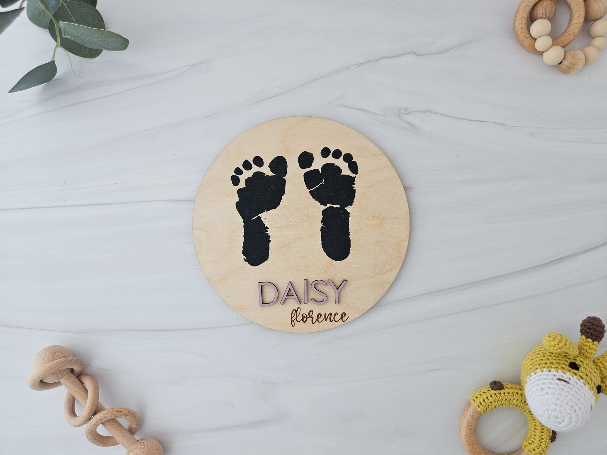 Wooden Baby Announcement Sign, Baby Footprint Sign, Baby Birth Stats Sign, Personalized Baby Gifts, Baby Name Sign for Hospital