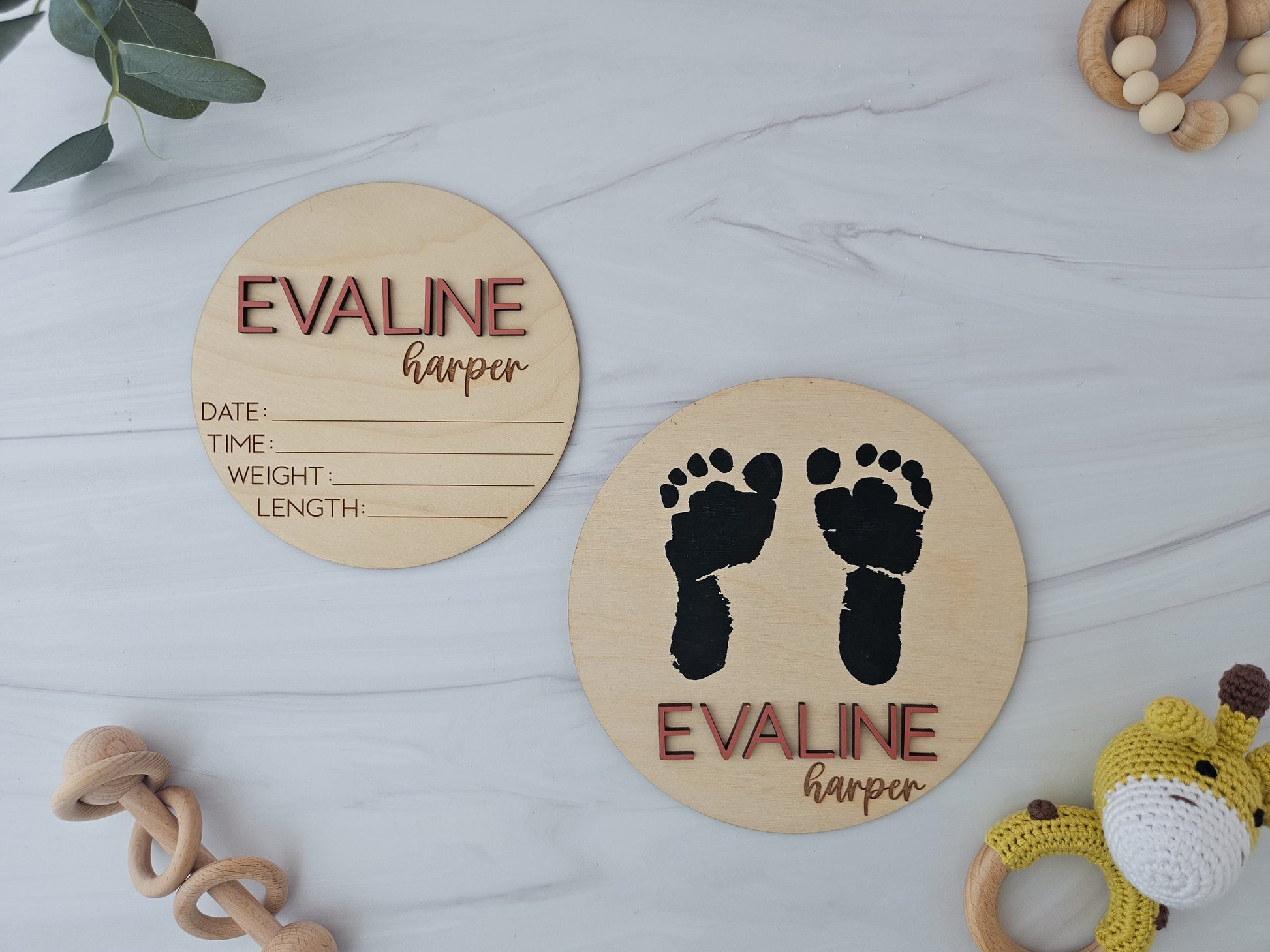 Baby Announcement Sign | Baby Footprint Sign | Baby Birth Stats Sign | Personalized Baby Gifts | Sign for Hospital | Baby Name Reveal