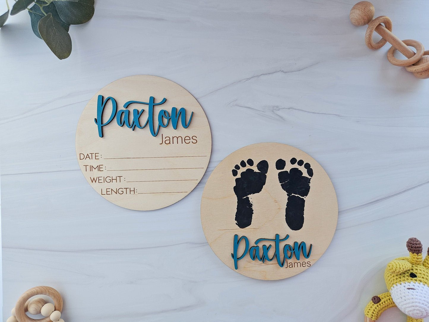Personalized Baby Birth Announcement Sign for Hospital | Footprint Sign for Newborn | Gift for New Mom | Birth Stats Sign | Gift for Newborn