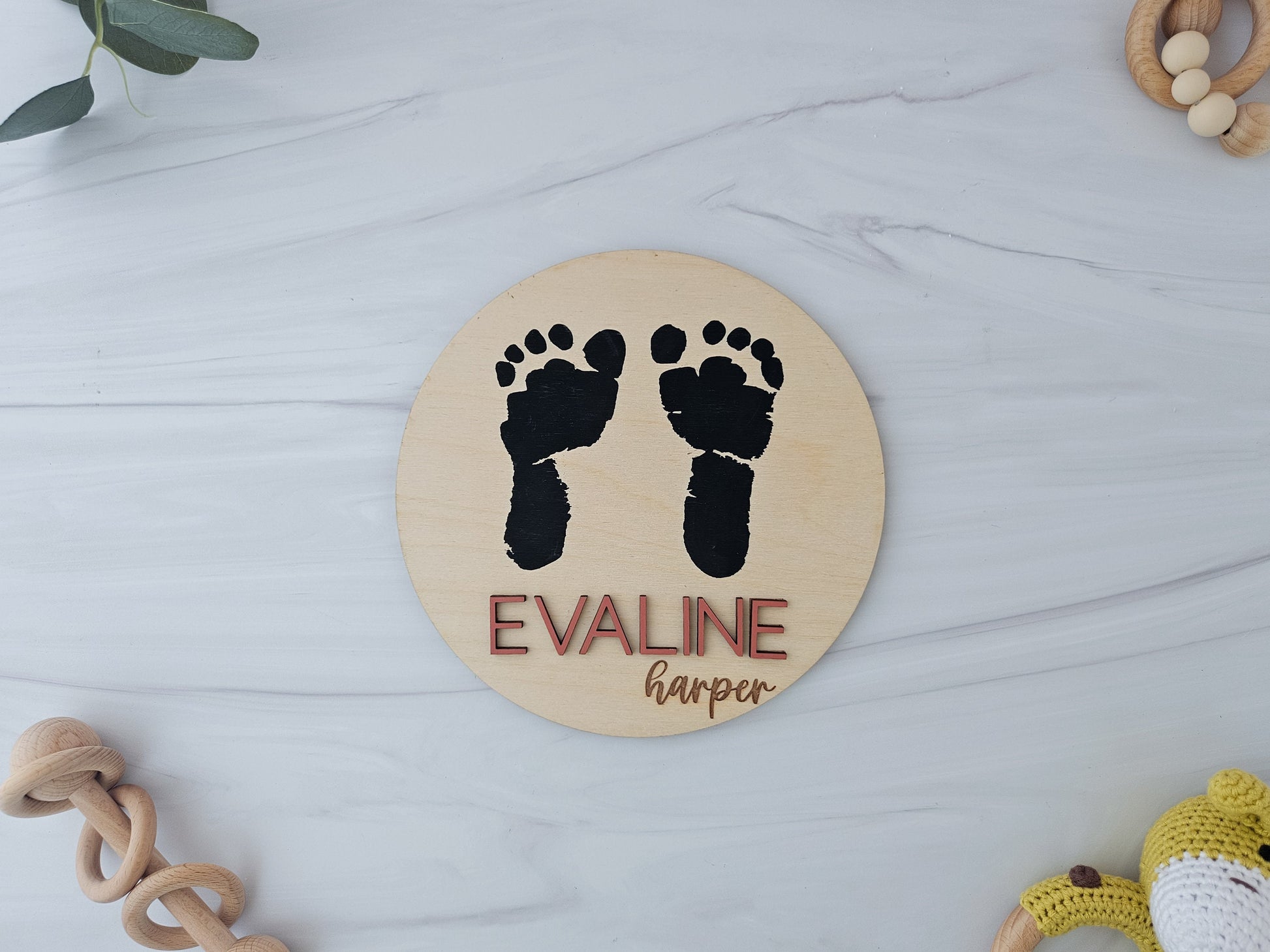 Baby Announcement Sign | Baby Footprint Sign | Baby Birth Stats Sign | Personalized Baby Gifts | Sign for Hospital | Baby Name Reveal