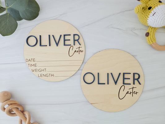 Baby Announcement Sign with Birth Stats | Baby Name Sign for Hospital | Baby Name Plate | Birth Stat Sign | Wooden Birth Announcement Sign