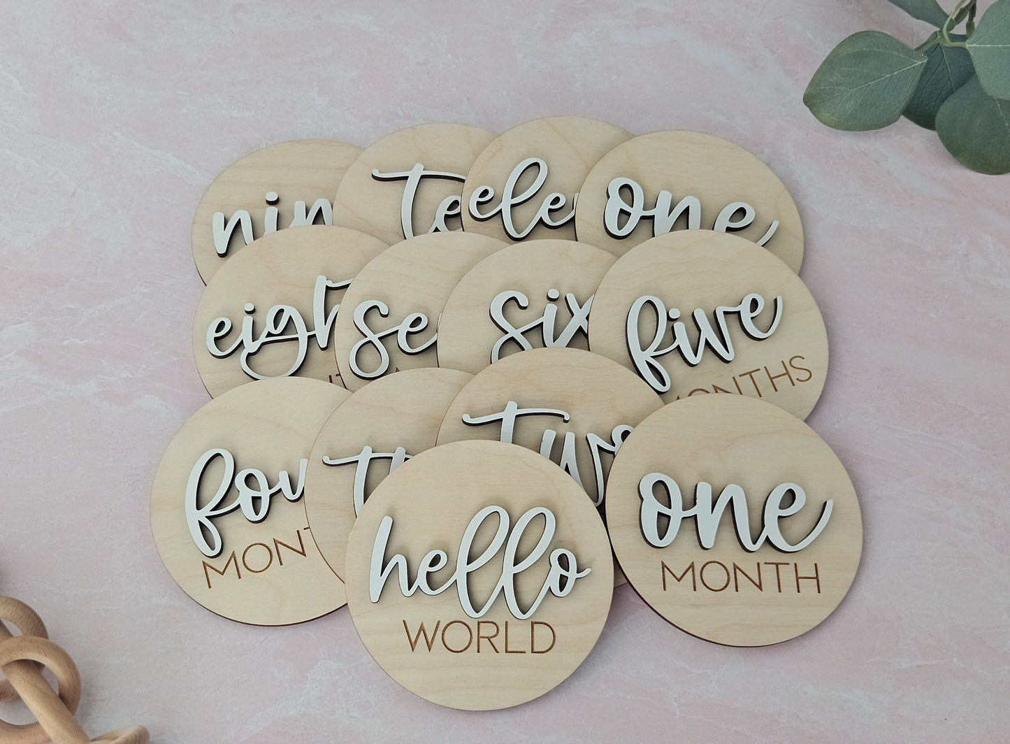 Baby Milestone Discs Set, Wooden Milestone Discs, Monthly Milestone Marker, Baby Keepsake, New Mom Gift, Baby Photo Prop, Milestone Cards