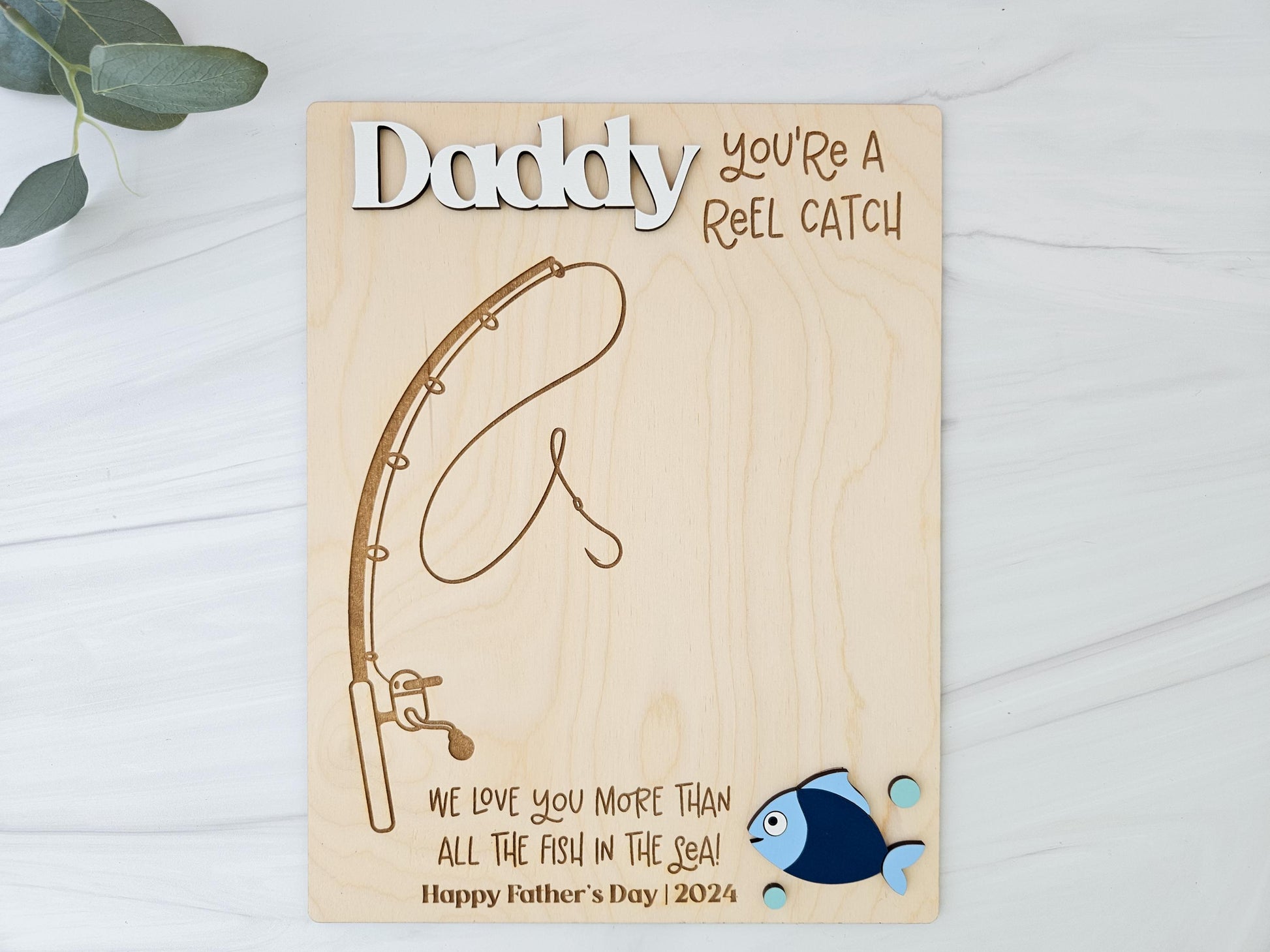Father’s Day Fishing Sign – Handprint Gift for Dad – Personalized Father’s Day Gift – Gift from Kids – Wood Keepsake – New Dad Gift
