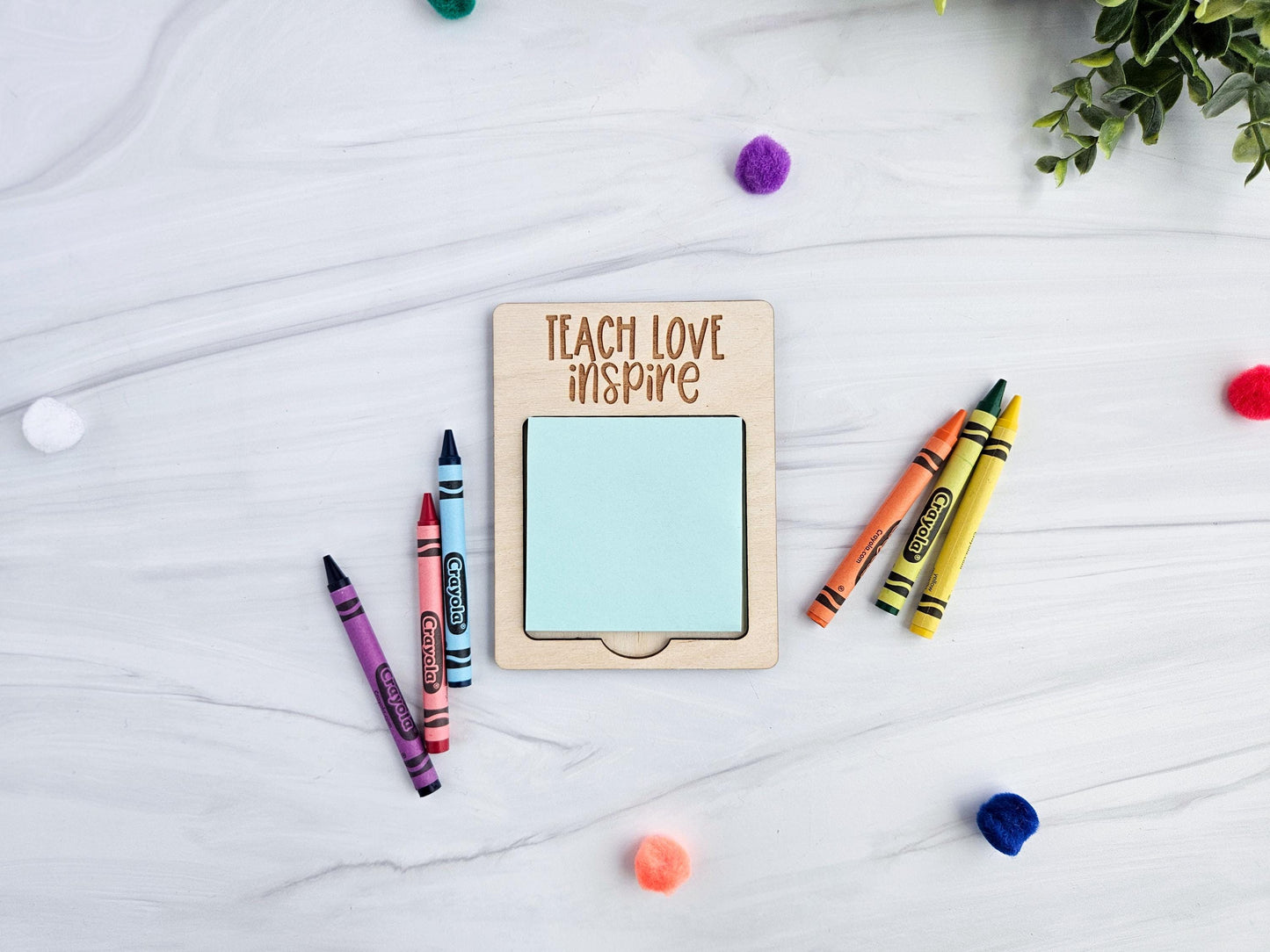 Engraved Teacher Post-it Holder – Wood Desk Organizer Gift – Best Teacher Ever – Teach Love Inspire – Teacher Appreciation Gift