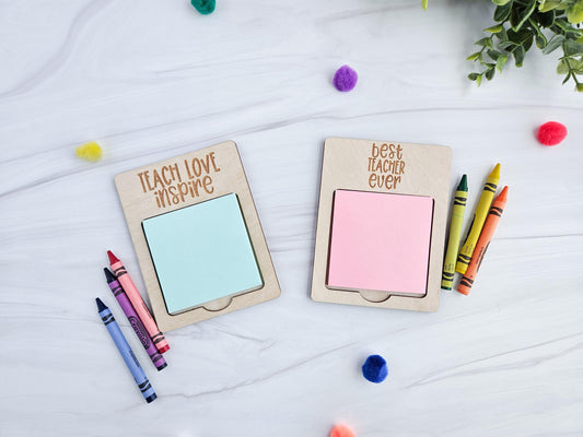 Engraved Teacher Post-it Holder – Wood Desk Organizer Gift – Best Teacher Ever – Teach Love Inspire – Teacher Appreciation Gift