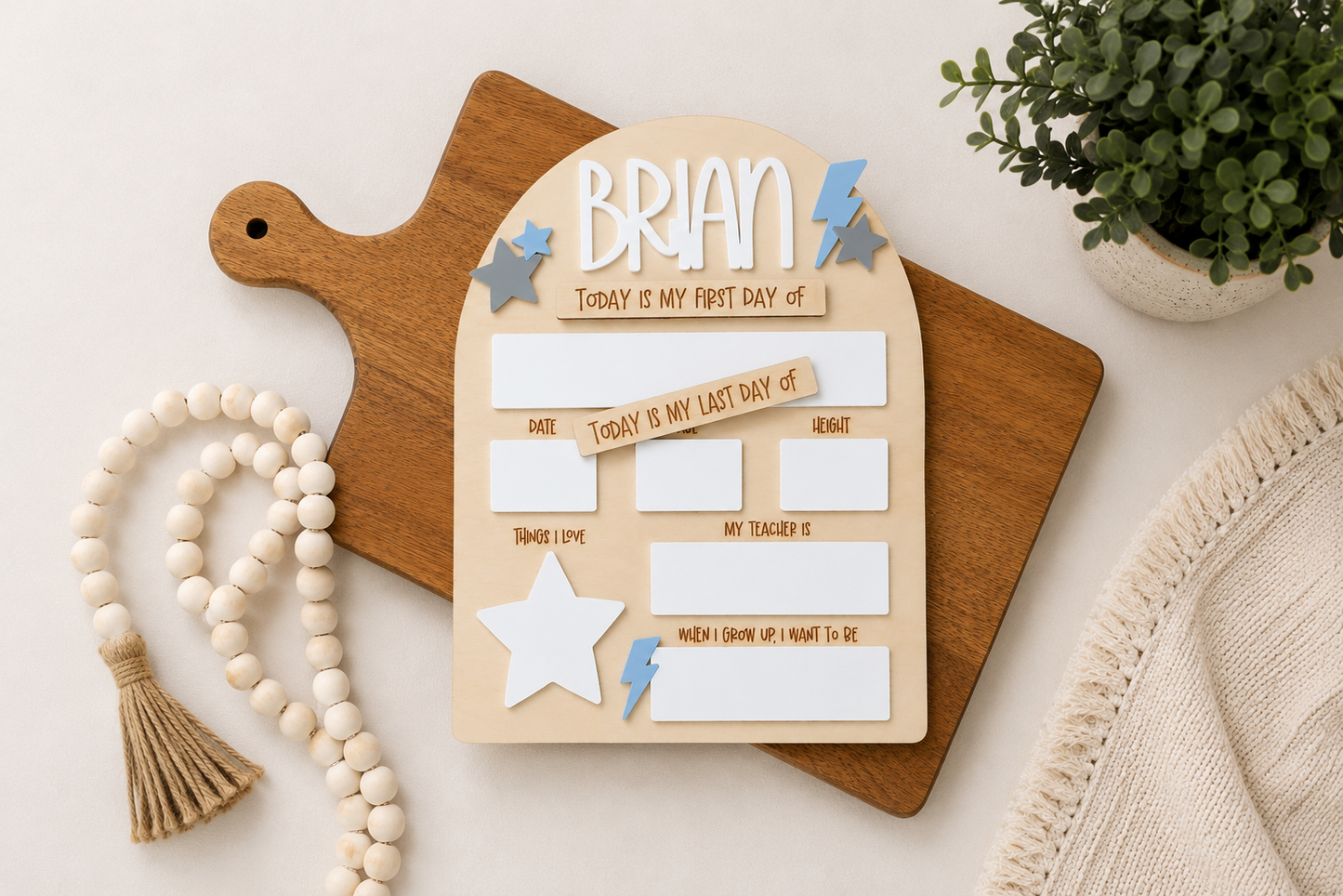 Personalized First & Last Day of School Board – Reusable School Milestone Sign