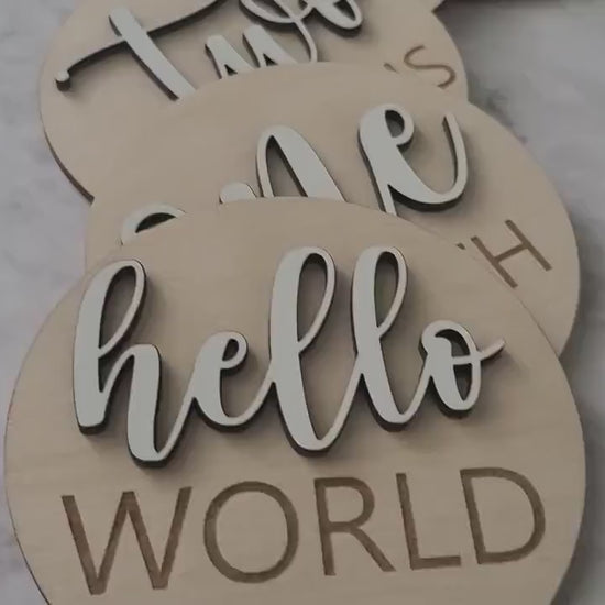 Baby Milestones Cards for Baby Photos | Monthly Milestone Cards | Hello World Hospital Sign | New Baby Gift | Baby Announcement Sign