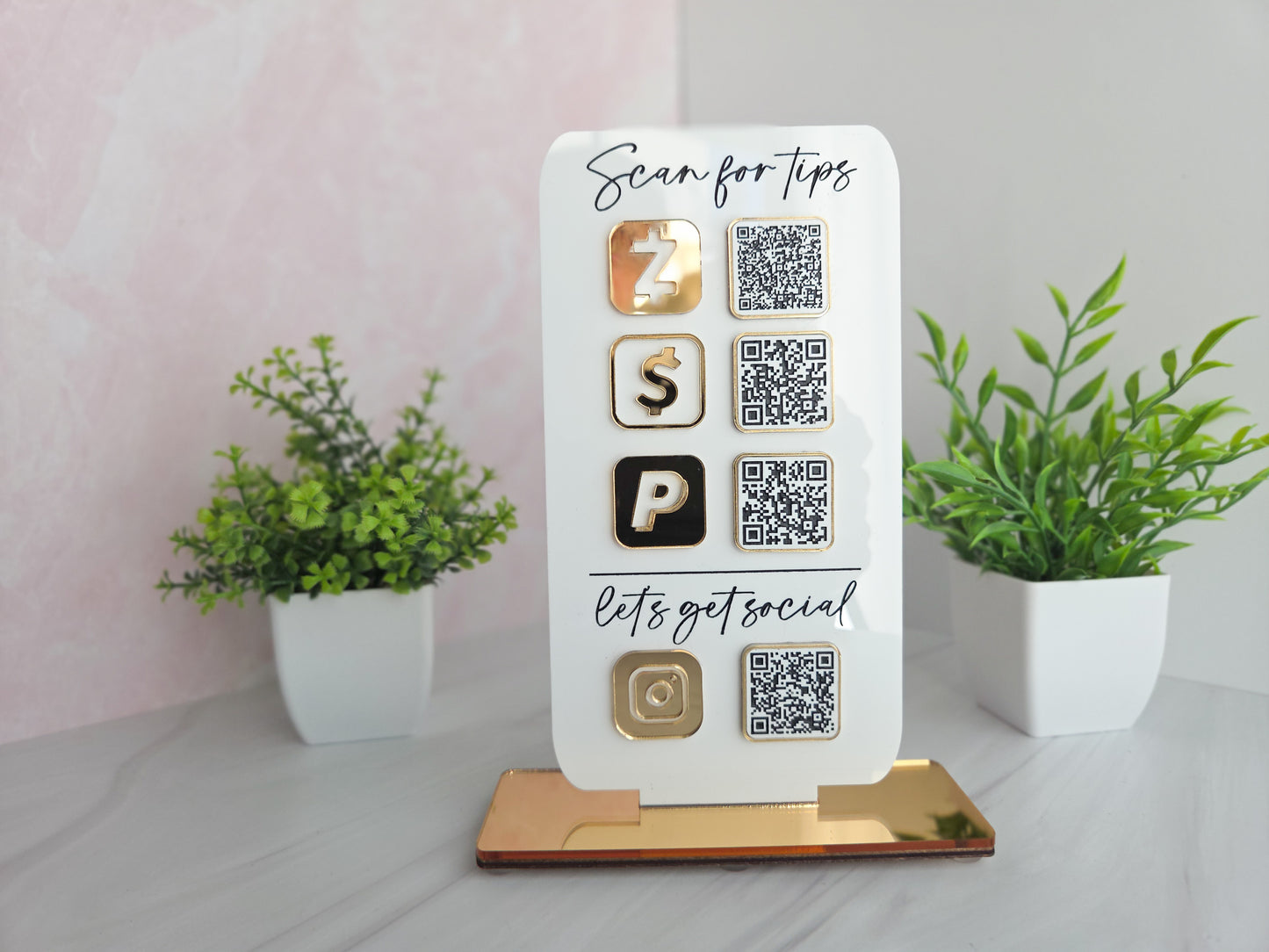 Custom QR Code Sign for Business | Acrylic Scan to Pay Display | Social Media Stand | Personalized Small Business Sign