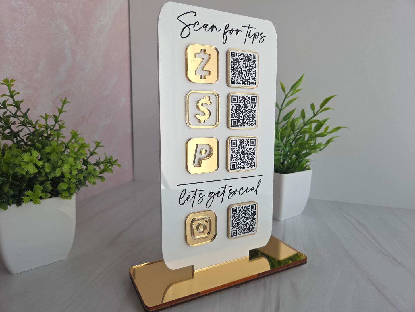 Custom QR Code Sign for Business | Acrylic Scan to Pay Display | Social Media Stand | Personalized Small Business Sign