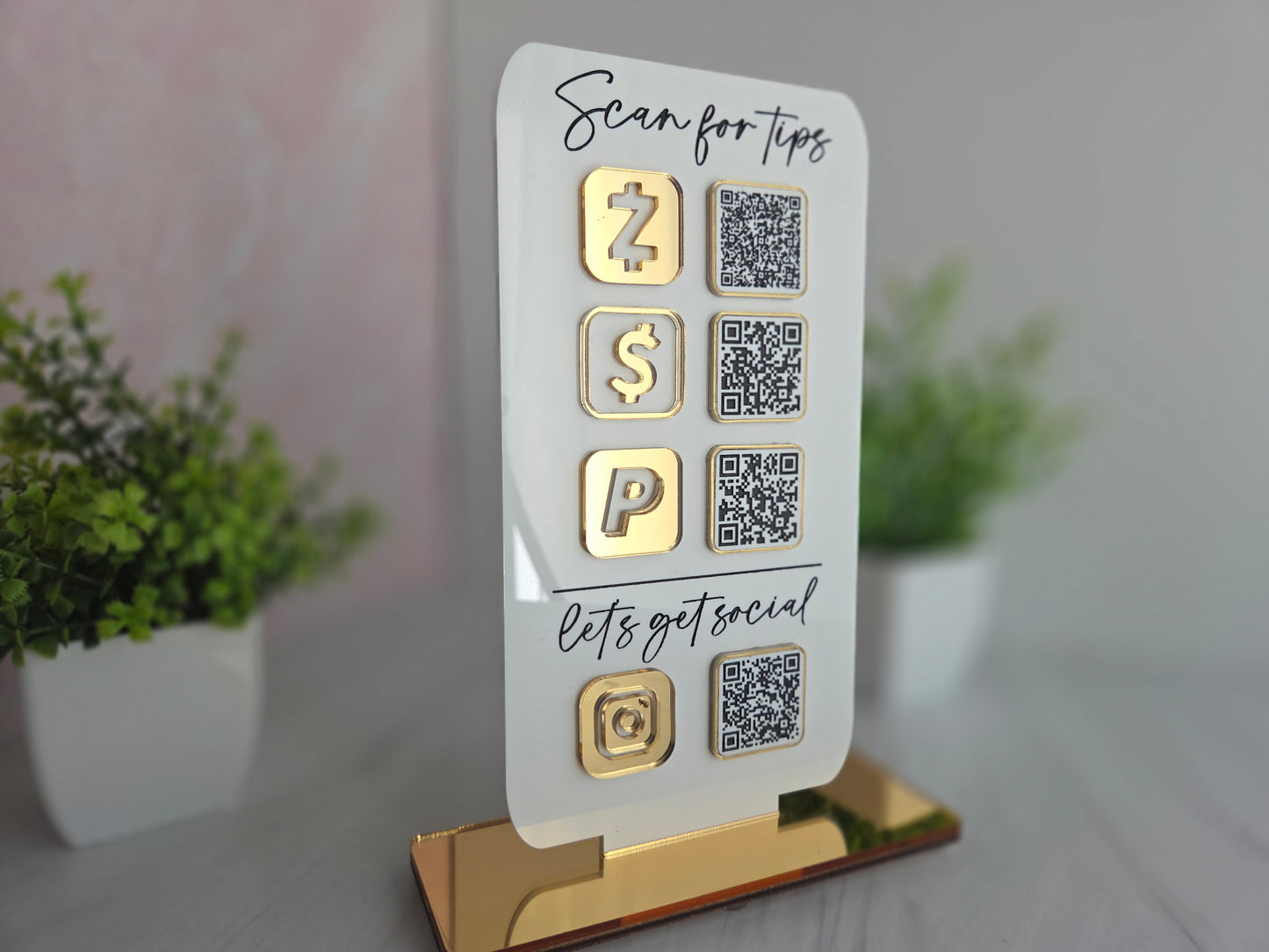 Custom QR Code Sign for Business | Acrylic Scan to Pay Display | Social Media Stand | Personalized Small Business Sign