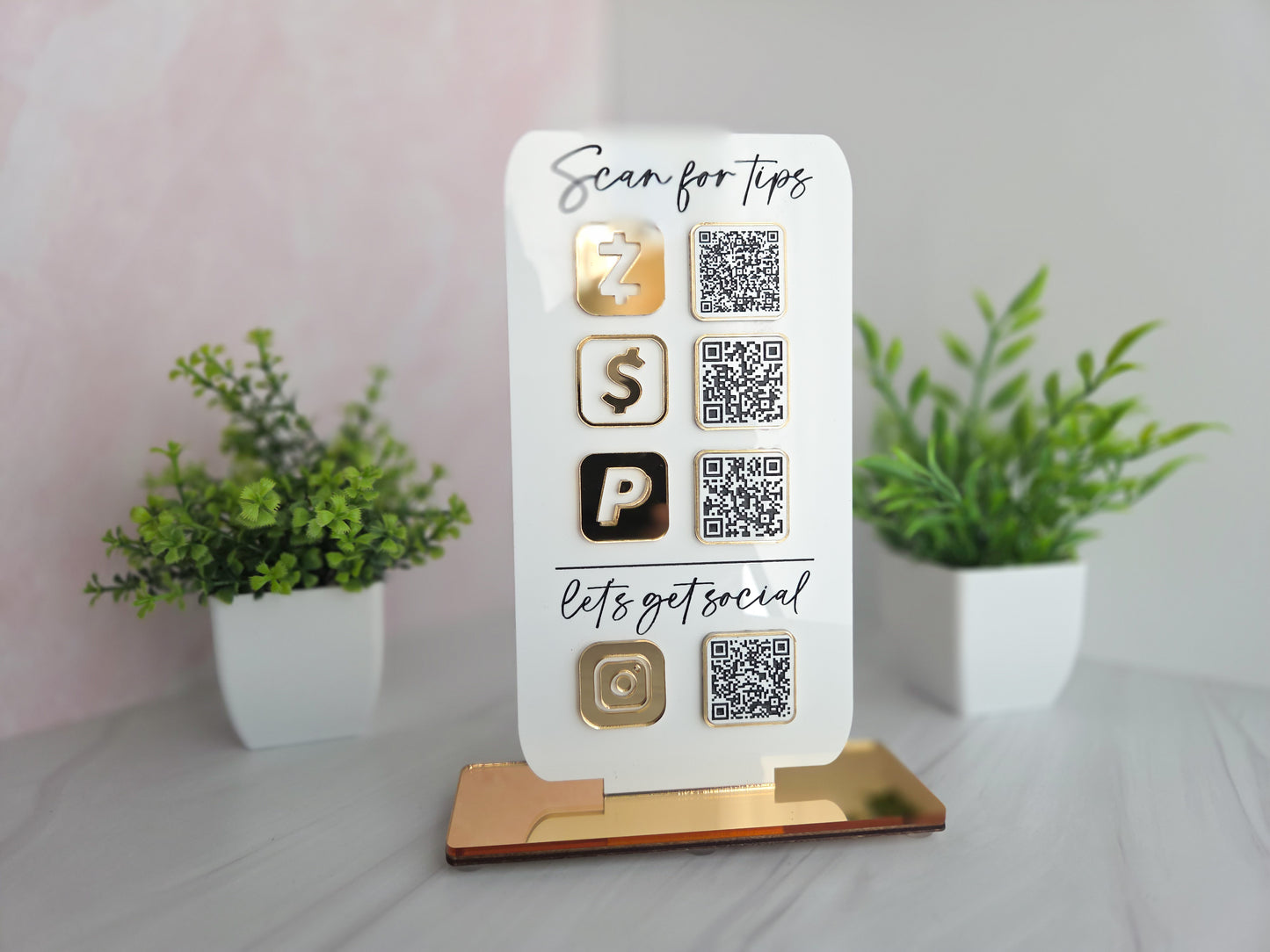 Custom QR Code Sign for Business | Acrylic Scan to Pay Display | Social Media Stand | Personalized Small Business Sign